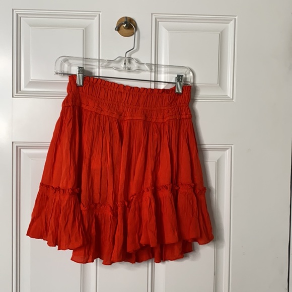 Free People Hooked On You Skirt Ruffle Red NWT XS - Picture 7 of 8